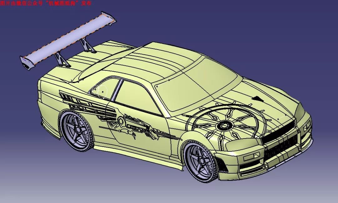 【汽车轿车】nissan skyline gt-r跑车外壳模型3d图纸