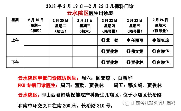 19--2.25儿保科大夫出诊信息表