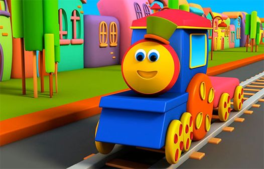 色彩鲜艳的小火车行驶在奇幻世界里