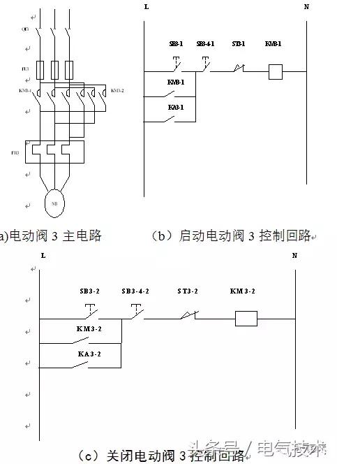 它的工作原理是: 图5(a)表示的电动阀3的主电路,主电路由刀开关qf3