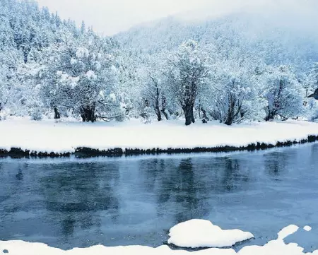 河水奔流湍急,却清澈的难以置信,两岸的灌木,经不住秋末霜雪的侵染