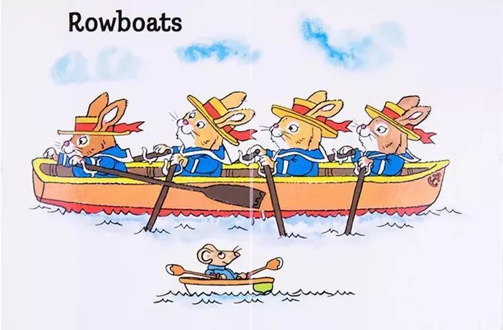 兔子(rabbits)在划划艇(rowboats),通过联想加深印象毕竟出自美国