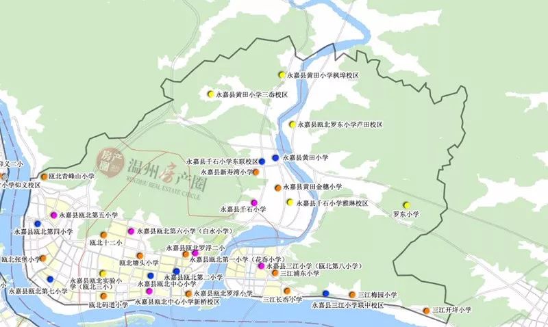 温州市区最全小学新建扩建规划分布图(2020年前)及市区现行学区划分图