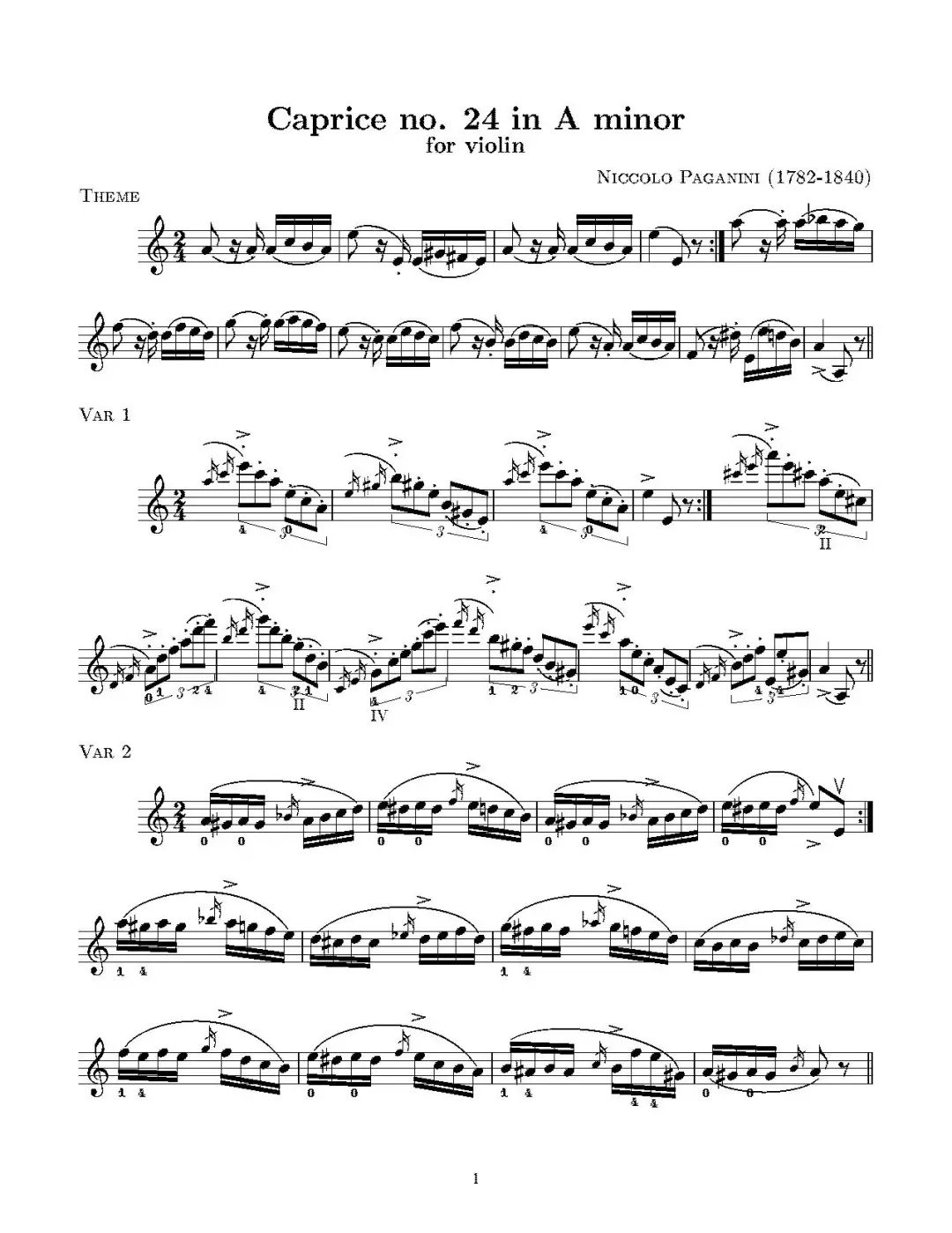 24帕格尼尼小提琴随想曲