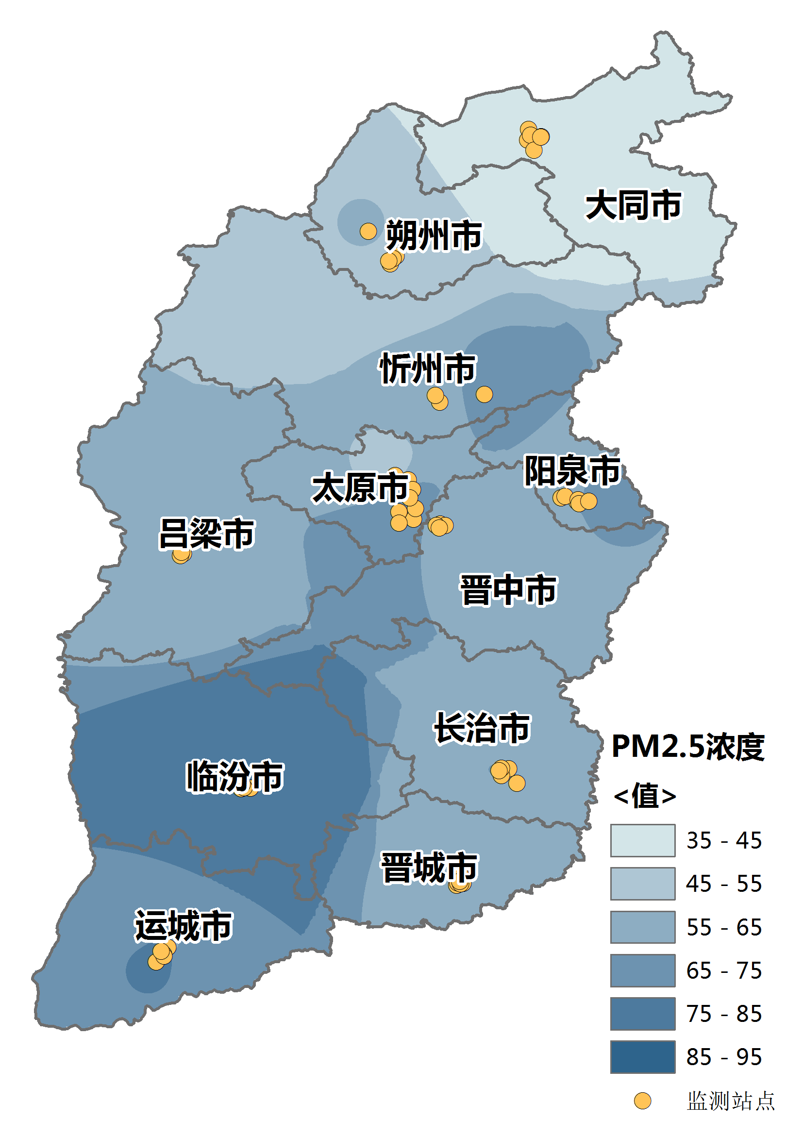 在煤炭大省山西,位于最北边的 大同市算得上是一股"清流", 浓度39微克