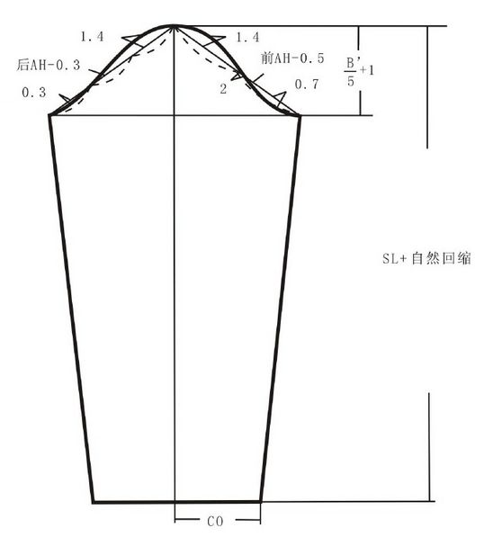 翻领结绳长袖t恤的结构制图