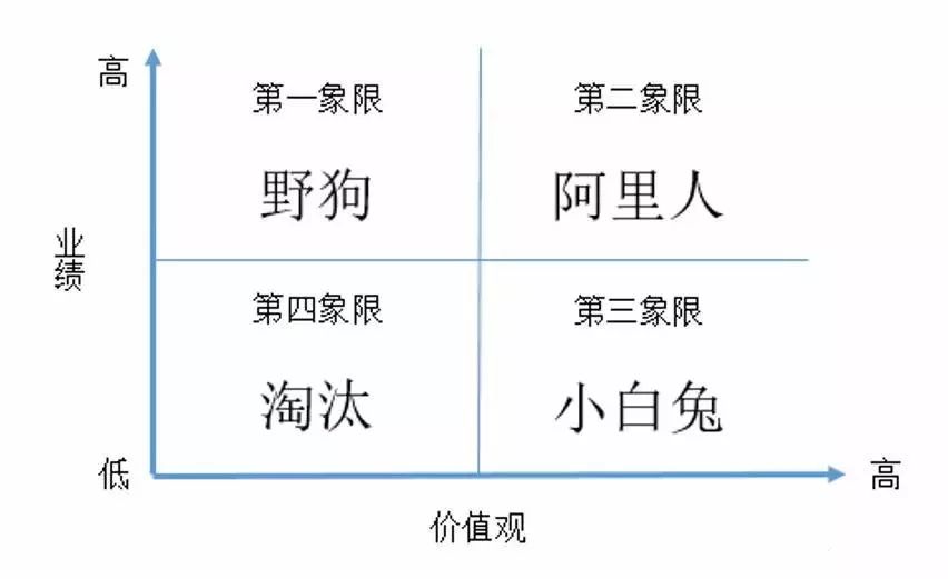 阿里巴巴考核模型第一象限「野狗,这类员工虽然业绩高,但是价值