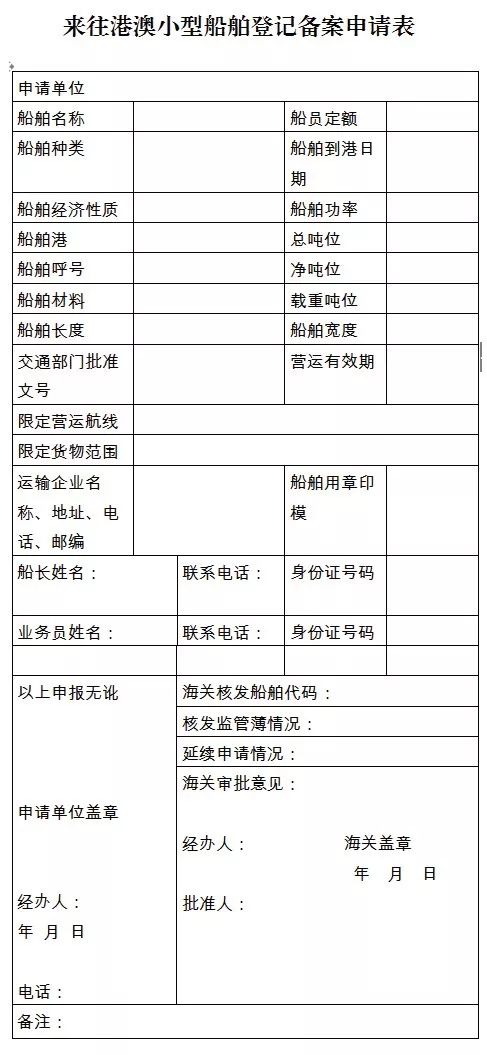 行政审批事项服务指南小型船舶往来香港澳门进行货物运输备案