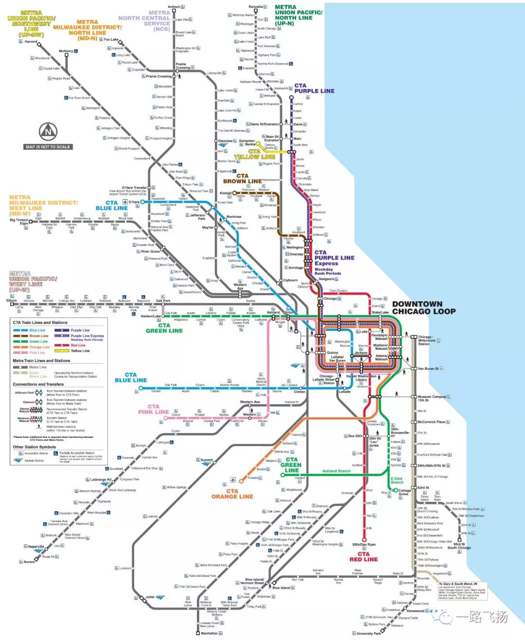 芝加哥轨道交通线路图