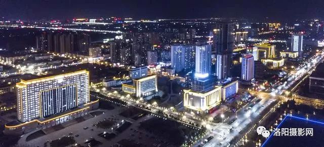 春节航拍洛阳新区夜景,不一样的视角,令人震撼的美景