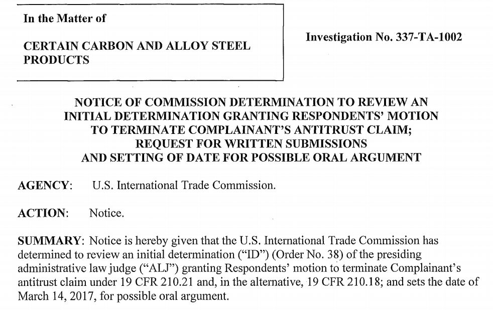 美国对华钢铁337调查全程梳理(图2)