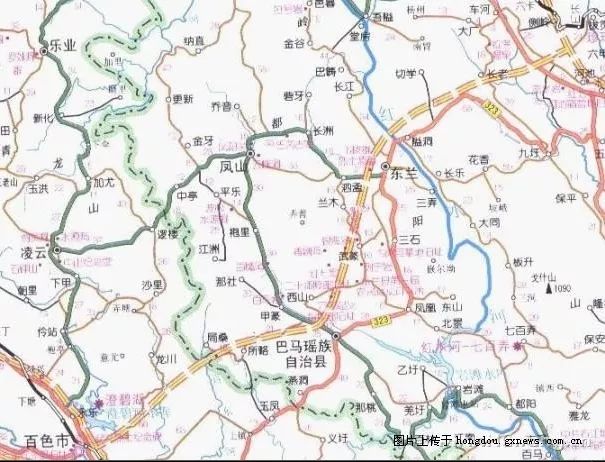 与百色至隆林高速公路连接,途经河池市 金城江区,南丹县,东兰县,巴马