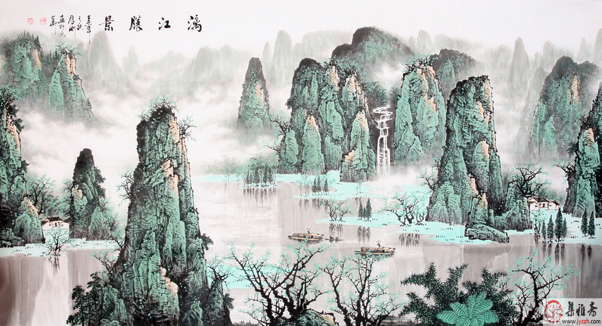 《漓江賸景》画家陈厚刚的另一幅国画山水作品《漓江賸景》,绘画风格