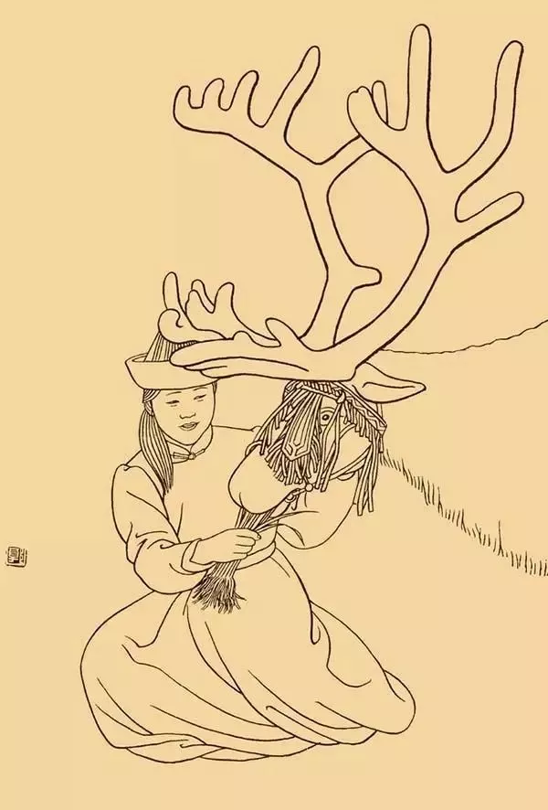 鄂温克族 姑娘与驯鹿
