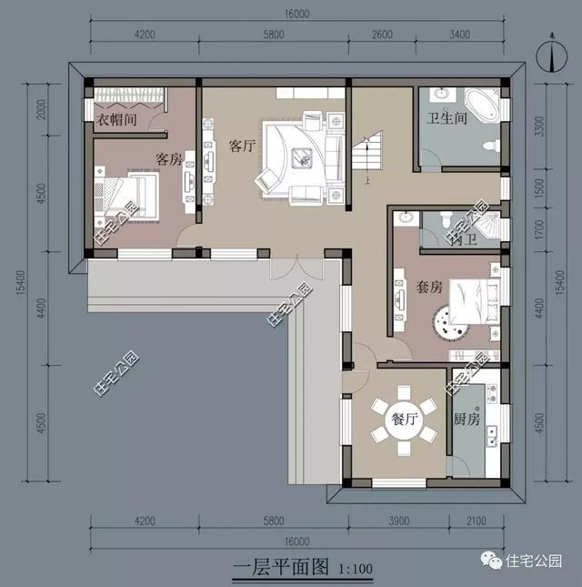 农村自建房,还是有个院最实用,16x16米方正户型分享!