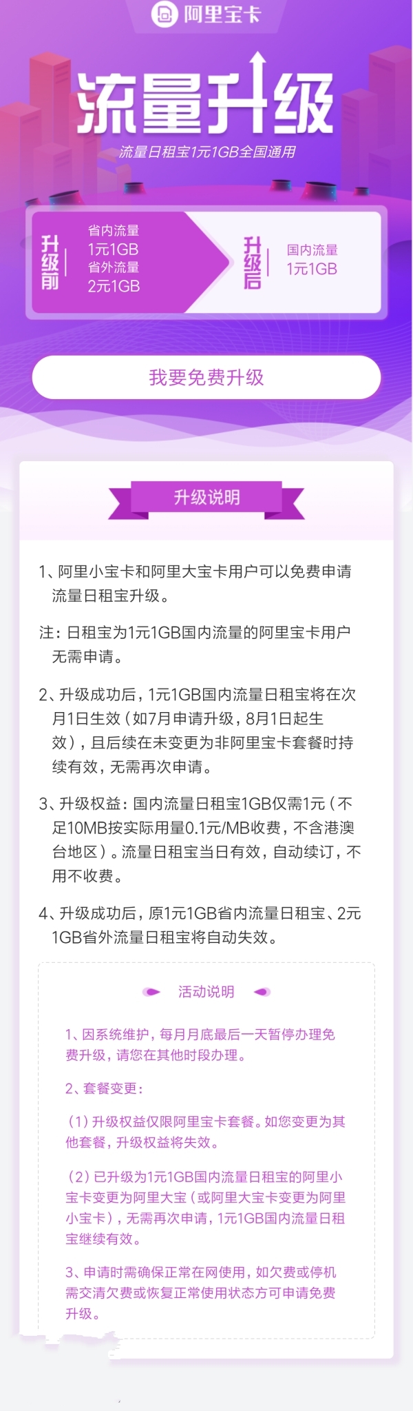 分别为19元/59元,19元的阿里小宝卡内含1gb全国流量 100分钟国内语音