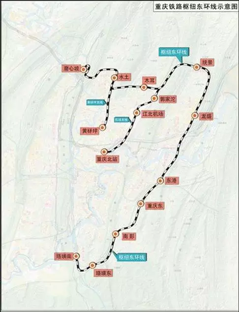 铁路枢纽东环线线路示意图