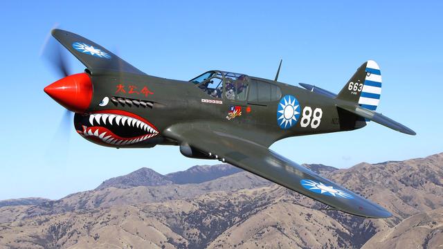 手绘飞机—p-40 warhawk"战鹰"战斗机