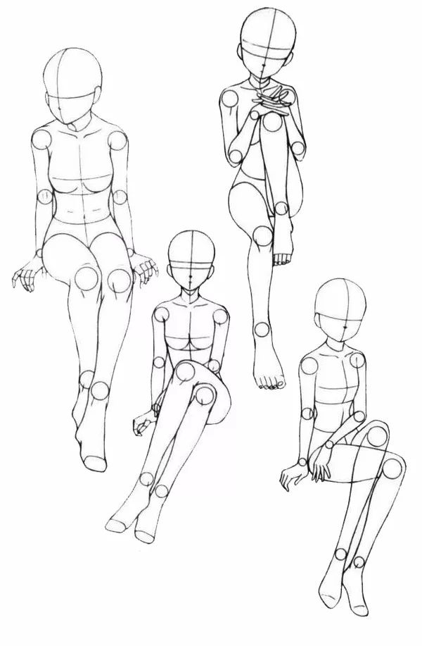 多种坐姿解析,0基础学画画就是这么简单
