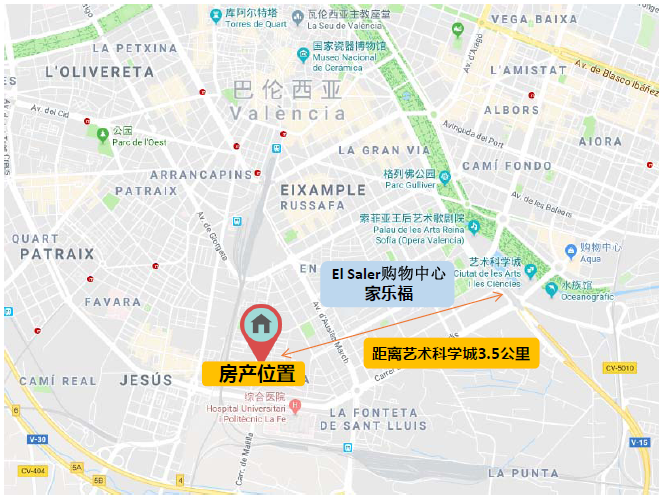 瓦伦西亚市中心一南一北2套房源,地标建筑群 vs 大学城