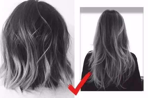 如下图,无论是长发还是短发,都是适合灰色挑染的.