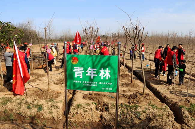 共青团潢川县委组织青少年开展义务植树活动