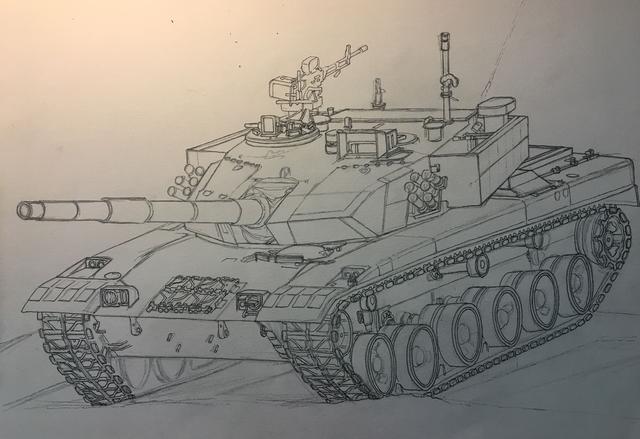 手绘军事过程图中国96b主战坦克