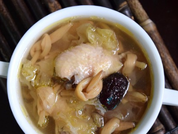 杭州华力厨师烹饪学校-黄花菜银耳黑枣鸡汤的做法