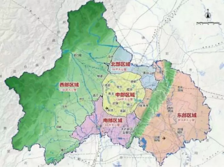 成都市域五大功能区(来源:成都市总体规划20162035)