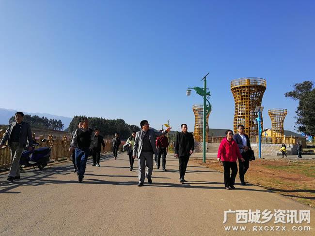 图为调研组在富川县虎头村开展乡村旅游学习考察活动