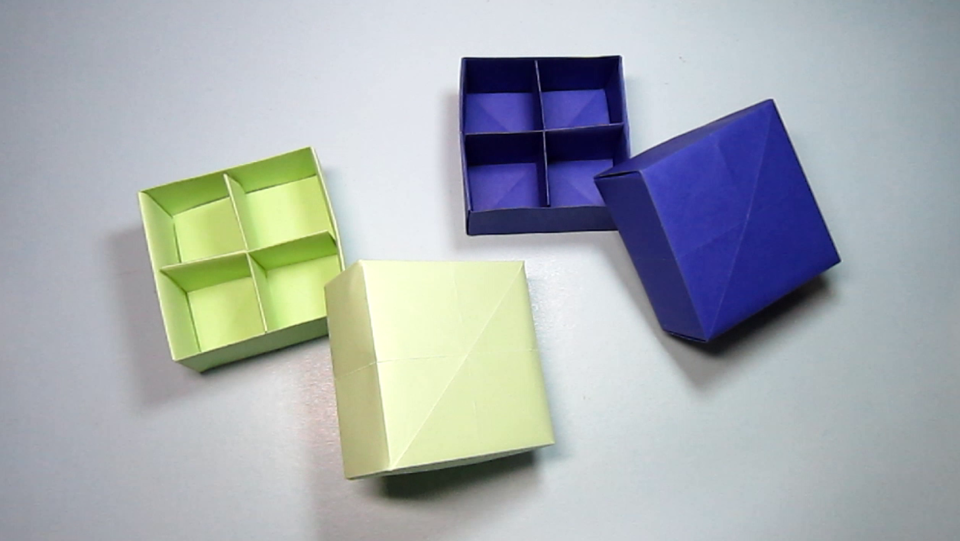 儿童手工折纸礼品盒子,简单的带盒盖和分格的收纳盒