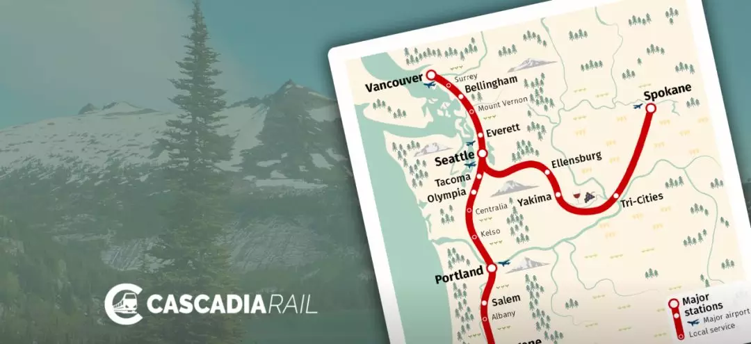 西雅图高铁项目而成立的卡斯卡迪亚铁路公司(cascadiarail)已经运营