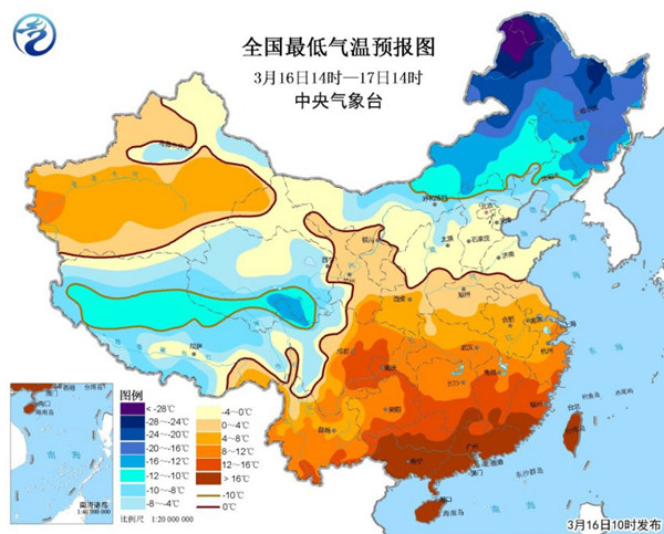 寒潮蓝色预警:湖北陕西等地气温将下降4～6℃图片