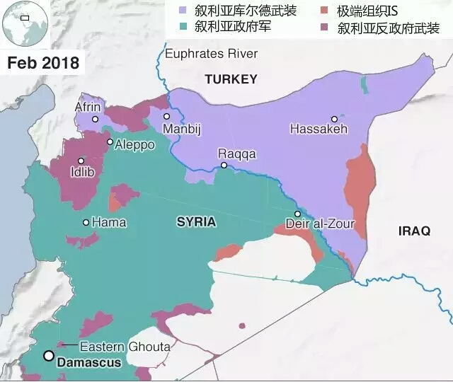 叙利亚现阶段局势图