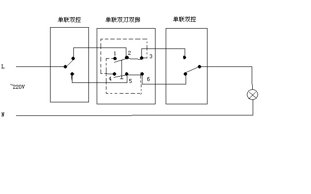 一灯三控接线图 双控灯 三联开关接线图