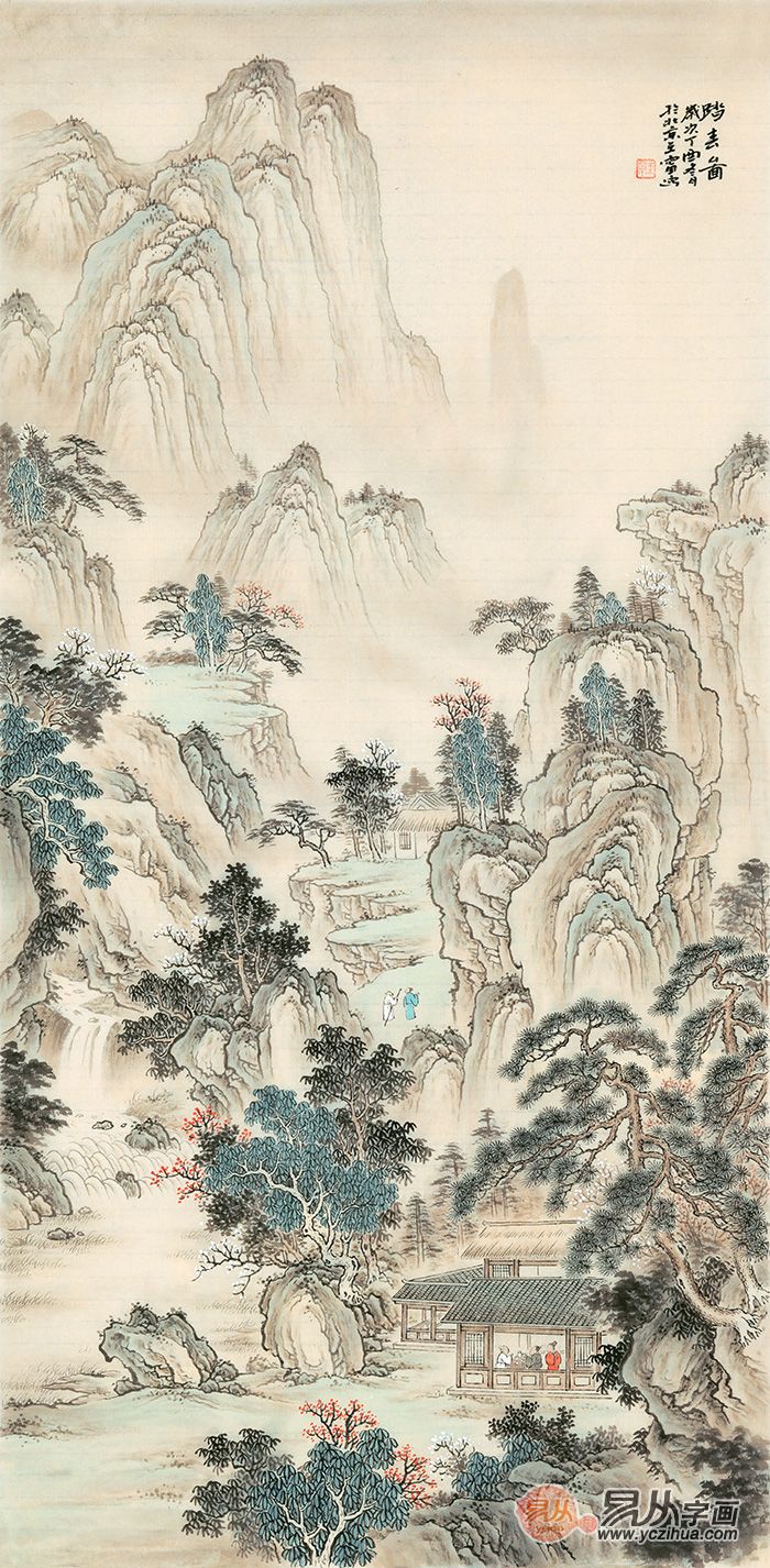 仿古精品画 王宁新作竖幅国画《踏春图》【作品来源:易从网】