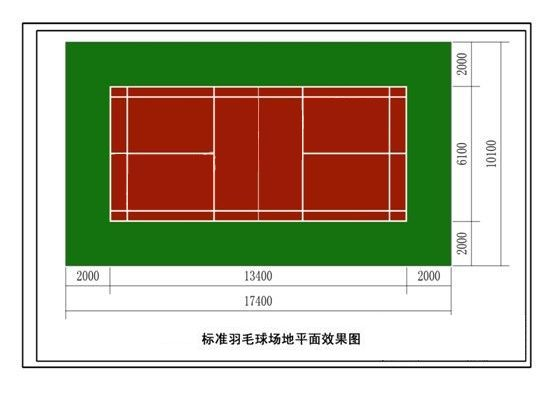 国际上标准的羽毛球场为一长方形场地,按国际比赛规定,整个球场上空