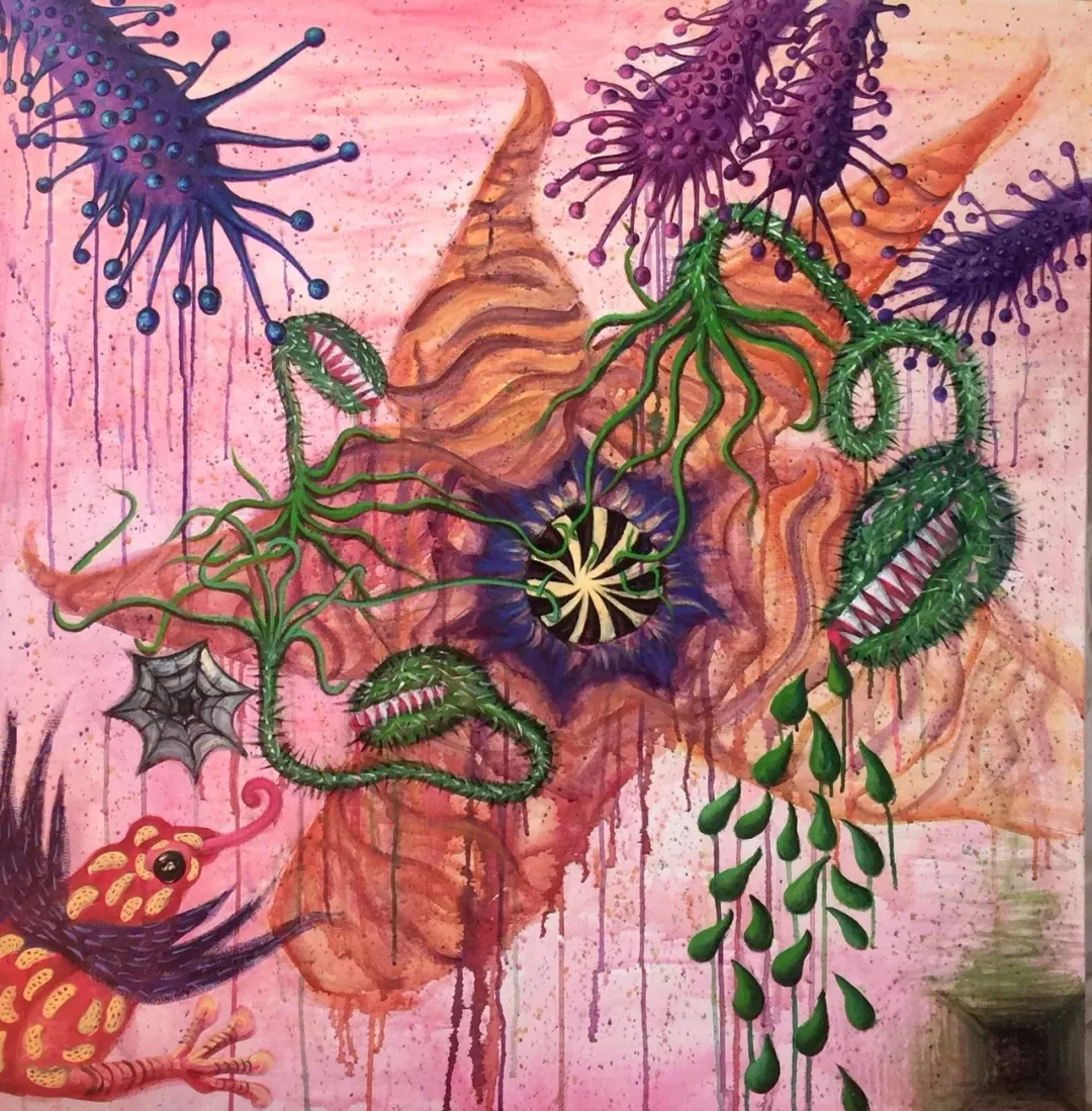 《食人花系列之纠缠》2015 综合材料 120x120cm