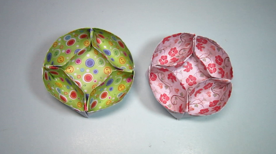儿童手工折纸盘子,简单的五格收纳盒折纸教程