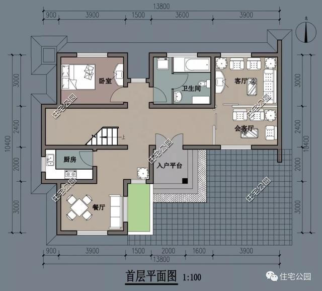 农村特色别墅14x10米,l型,带小院,6室3厅,美观实用!