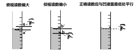 俯视读数为a=19ml,实际读数为a" 19ml仰视读数为b=10ml,实际读数为b">