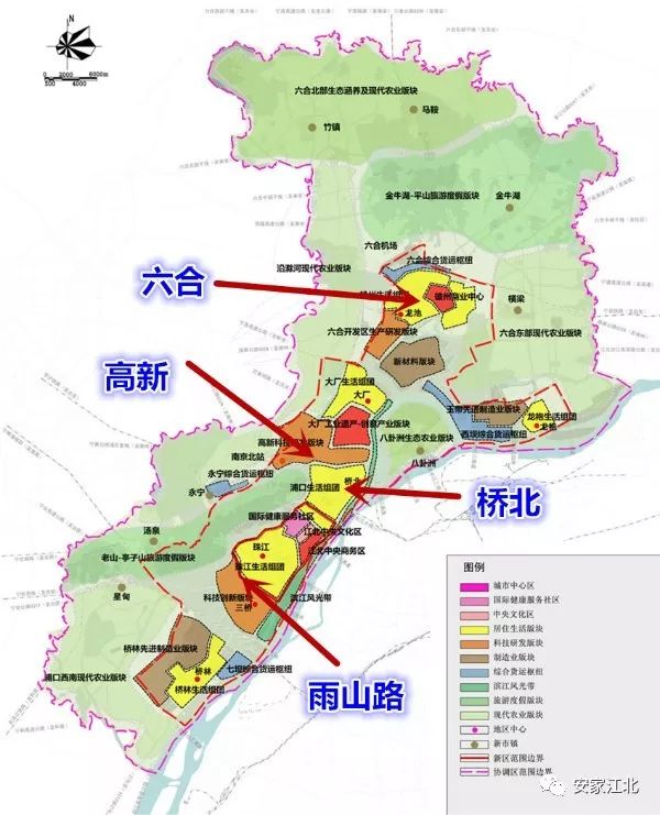 江北新区总体规划(2014-2030)功能结构引导图