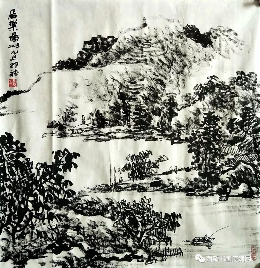 著名画家郭斌焦墨山水画作品欣赏