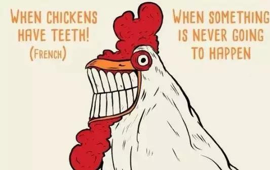 when chickens have teeth(当鸡长牙时) =  when something is never