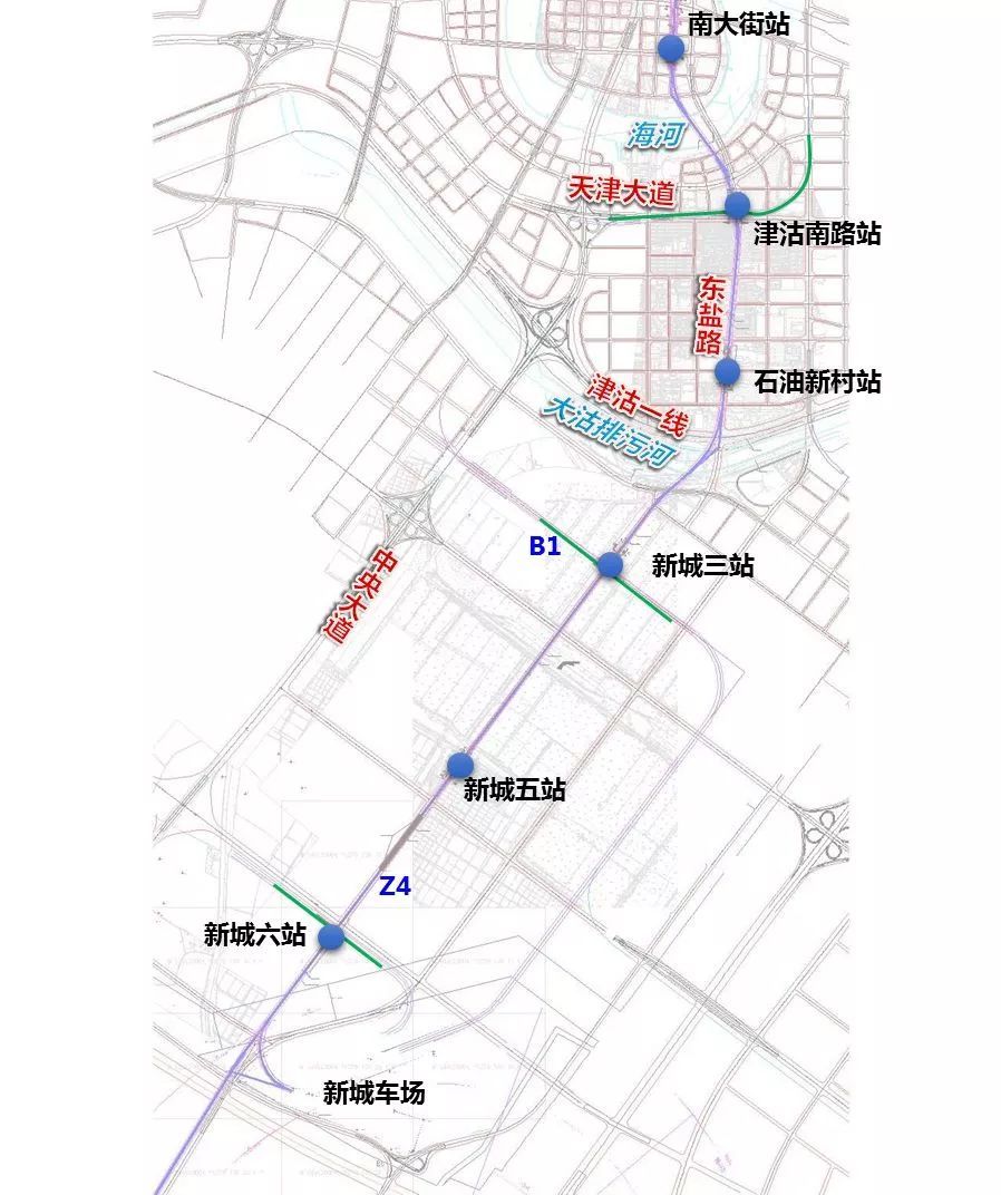 滨海新区轨道交通z4线海河以南段(海河-中部新城)