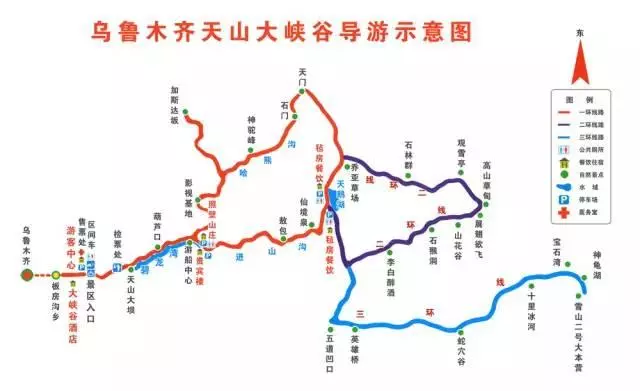 天山天池旅游地图▽