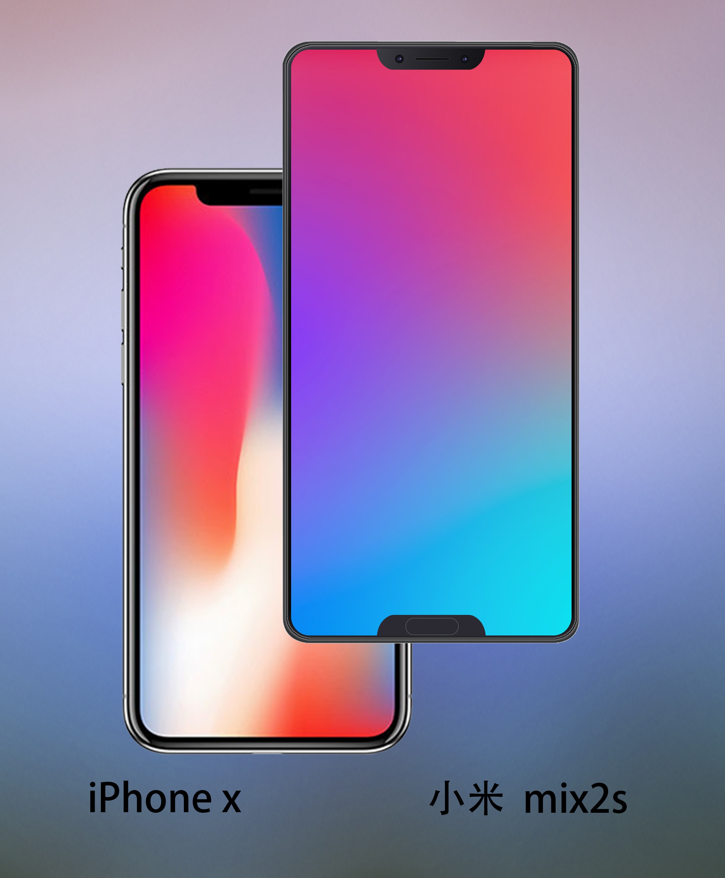 双刘海!概念版小米mix2s,对比iphone x