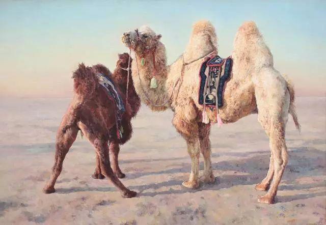 苍驼油画作品,           骆驼是一种充满传奇色彩的动物:它鼻子可以