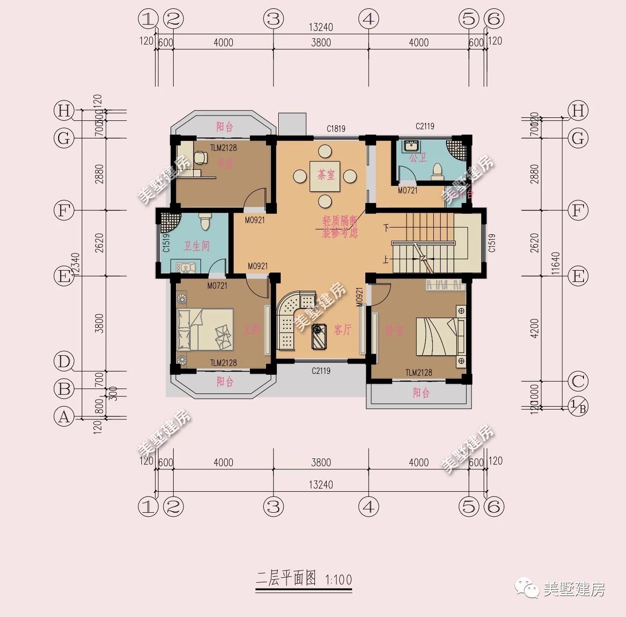 农村自建房别墅,宽11米深八米厨房另外建,该怎么设计