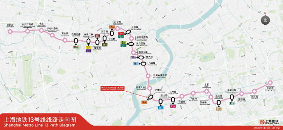 图为上海地铁13号线线路走向图.